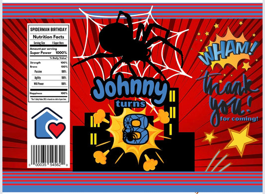 Editable Spider-Man chip bag and capris sun template