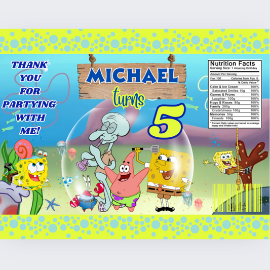 Sponge bob party favors (Digital File}